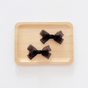 Girl Hair Clip Bow Sheer School Pair (GHP9608)